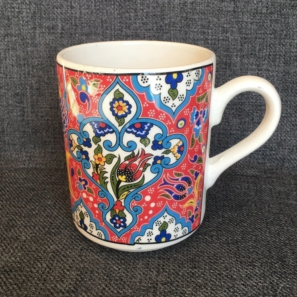Colorful fleur-di-lis Coffee Mug, Red, Blue, Yellow, 11 oz